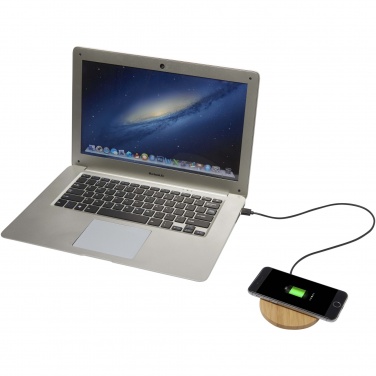 Logo trade promotional products picture of: Essence 15W bamboo wireless charging pad