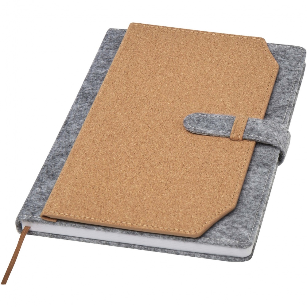 Logo trade promotional merchandise picture of: Viviana A5 recycled felt and cork notebook