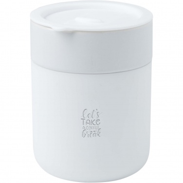 Logo trade business gift photo of: Java 330 ml ceramic tumbler with silicone wrap and plastic lid