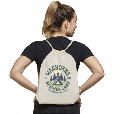 Logo trade promotional merchandise photo of: Oregon 140 g/m² GRS recycled cotton drawstring bag