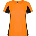 Shanghai short sleeve women's sports t-shirt, Fluor Orange / Solid black