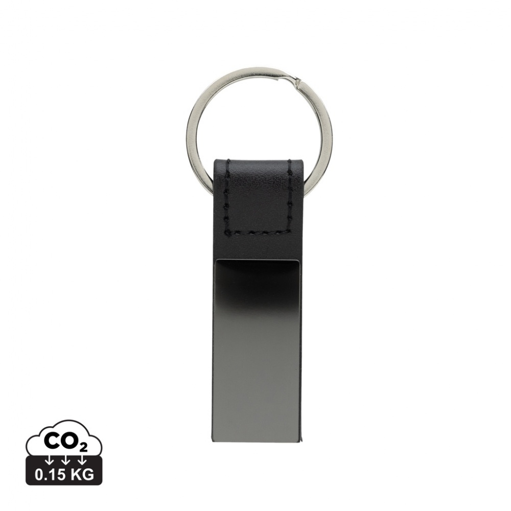 Logo trade corporate gift photo of: Luxury PU keychain RCS recycled zinc alloy