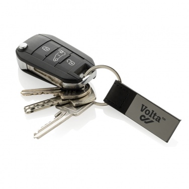 Logo trade promotional gifts image of: Luxury PU keychain RCS recycled zinc alloy