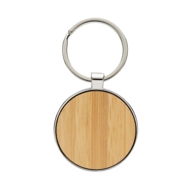 Logotrade promotional merchandise picture of: RCS recycled zinc alloy round keychain with bamboo