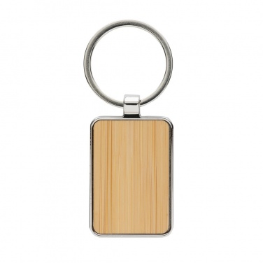 Logotrade promotional merchandise image of: RCS recycled zinc alloy rectangle keychain with bamboo