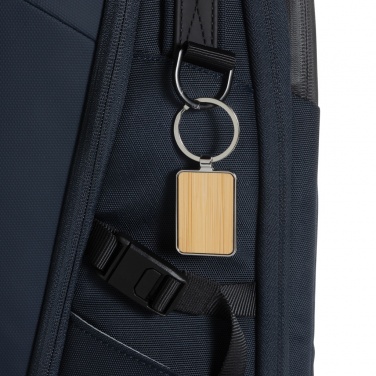 Logo trade promotional items picture of: RCS recycled zinc alloy rectangle keychain with bamboo