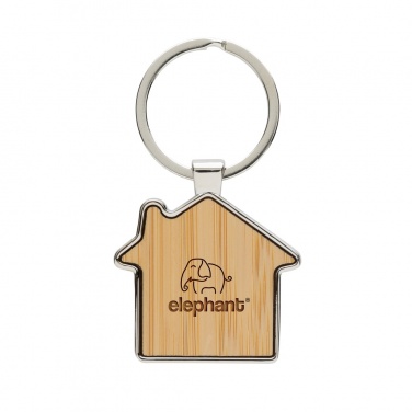 Logotrade promotional gift image of: RCS recycled zinc alloy house keychain with bamboo