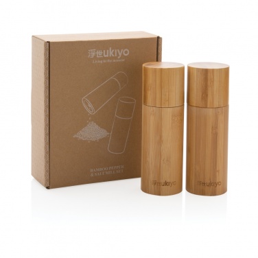 Logo trade corporate gift photo of: Ukiyo bamboo salt and pepper mill set