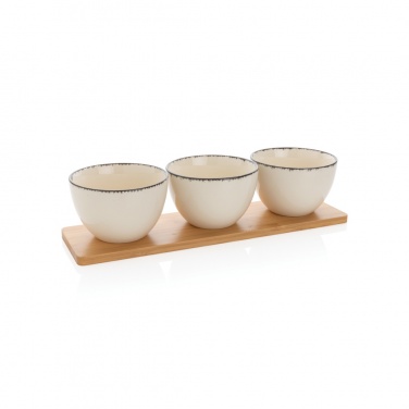 Logo trade advertising products picture of: Ukiyo 3pc serving bowl set with bamboo tray