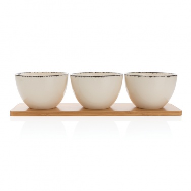 Logo trade advertising product photo of: Ukiyo 3pc serving bowl set with bamboo tray