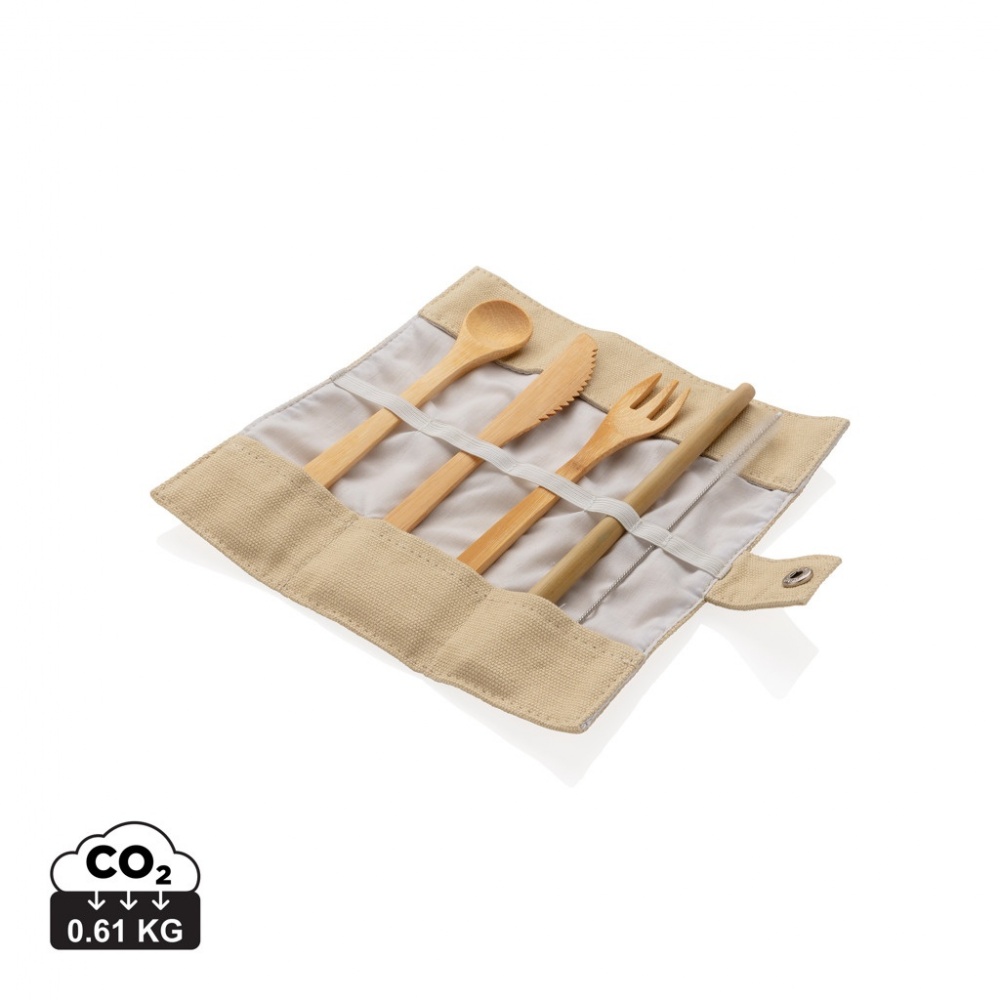 Logo trade advertising products picture of: Reusable bamboo travel cutlery set