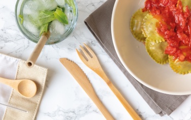 Logo trade corporate gifts picture of: Reusable bamboo travel cutlery set