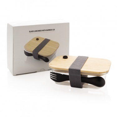 Logo trade business gifts image of: Glass lunchbox with bamboo lid