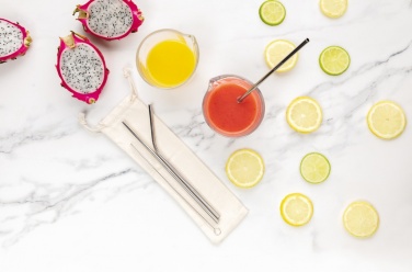 Logo trade promotional giveaways image of: Reusable stainless steel 3 pcs straw set