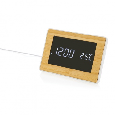 Logo trade promotional merchandise photo of: Utah RCS recycled plastic and bamboo LED clock