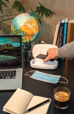 Logo trade business gifts image of: UV-C steriliser box with 5W wireless charger