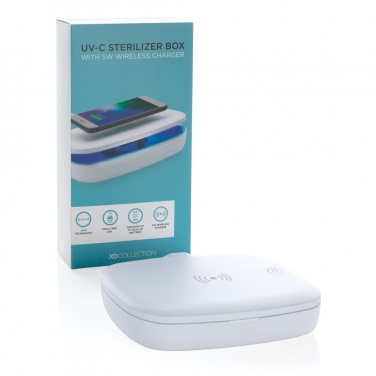 Logo trade advertising products image of: UV-C steriliser box with 5W wireless charger
