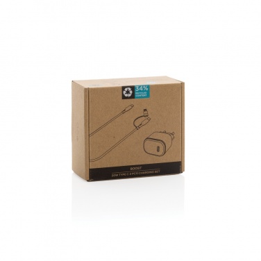 Logotrade promotional item image of: Boost RCS reycled PET 20W type C 2 pcs charging set