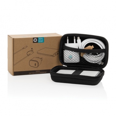 Logo trade promotional products picture of: Surge RCS recyled PET 20W type C 3 pcs charging set