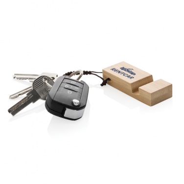 Logotrade promotional product image of: Standkey bamboo keychain phone stand