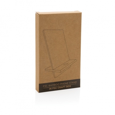Logo trade business gifts image of: Bamboo phone stand in kraft box