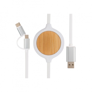 Logotrade promotional giveaways photo of: 3-in-1 cable with 5W bamboo wireless charger