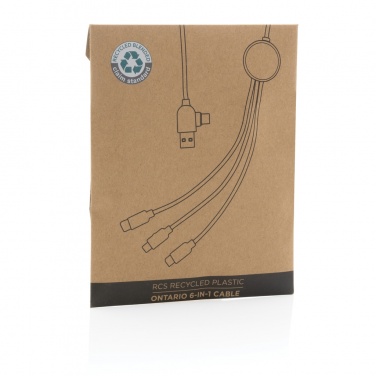 Logo trade promotional product photo of: RCS recycled plastic Ontario 6-in-1 cable