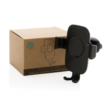 Logo trade promotional gifts image of: RCS recycled plastic 10W wireless charging car holder