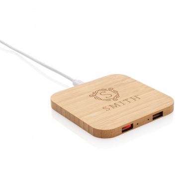 Logotrade promotional giveaways photo of: Bamboo 5W wireless charger with USB