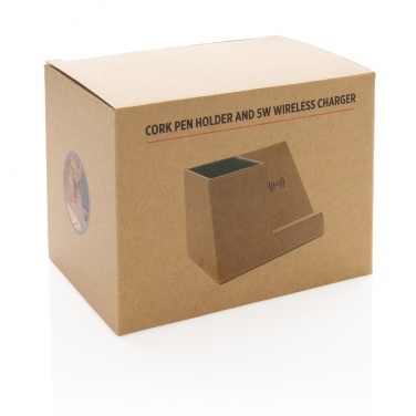 Logo trade business gift photo of: Cork pen holder and 5W wireless charger