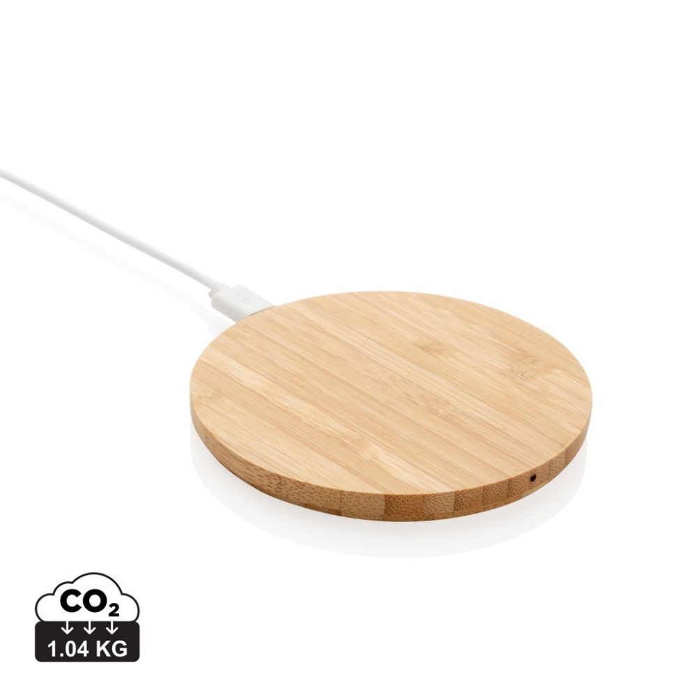 Logo trade promotional product photo of: Bamboo 5W round wireless charger