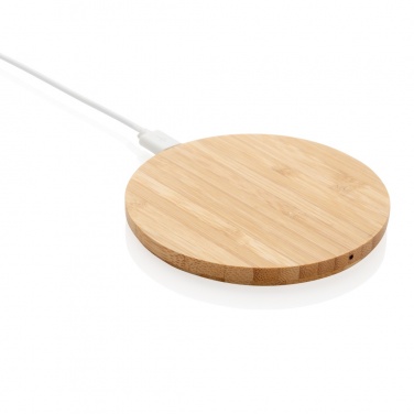 Logo trade advertising product photo of: Bamboo 5W round wireless charger