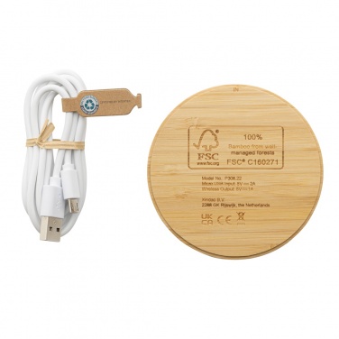 Logotrade business gift image of: Bamboo 5W round wireless charger