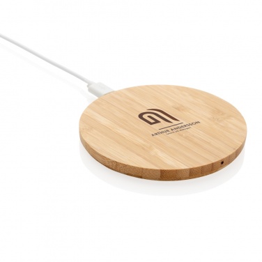 Logo trade advertising products image of: Bamboo 5W round wireless charger