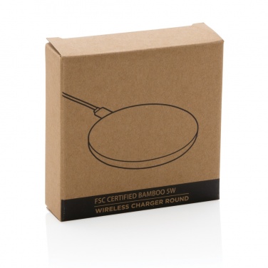 Logo trade promotional product photo of: Bamboo 5W round wireless charger