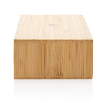 Logotrade corporate gift image of: Bamboo alarm clock with 5W wireless charger