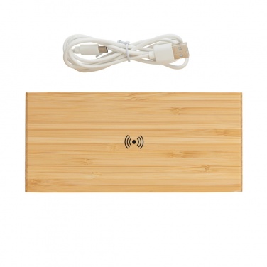 Logo trade promotional products image of: Bamboo alarm clock with 5W wireless charger