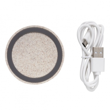 Logo trade advertising products picture of: Wheat Straw 5W round wireless charging pad