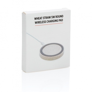 Logo trade promotional giveaways image of: Wheat Straw 5W round wireless charging pad