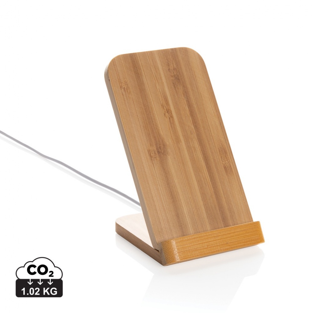 Logo trade promotional items picture of: Bamboo 5W wireless charging stand