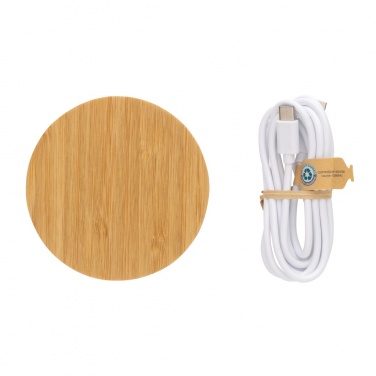 Logo trade promotional gifts picture of: Bamboo 15W wireless charger