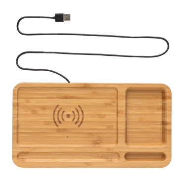 Logotrade promotional giveaway picture of: Bamboo desk organiser 10W wireless charger