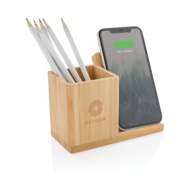 Logo trade promotional products image of: Calgary bamboo 10W wireless charger