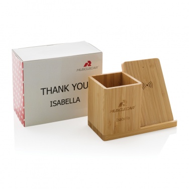 Logo trade promotional giveaway photo of: Calgary bamboo 10W wireless charger