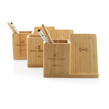 Logo trade promotional products image of: Calgary bamboo 10W wireless charger