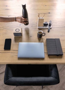 Logotrade promotional giveaway image of: Ontario recycled plastic & bamboo 3-in-1 wireless charger