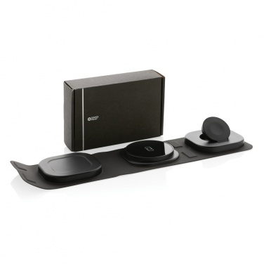 Logo trade promotional giveaway photo of: Swiss Peak RCS rplastic 3-in-1 wireless 15W travel charger