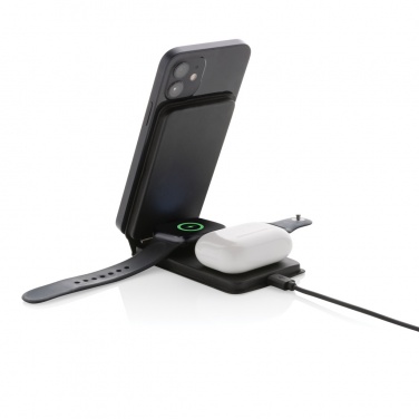 Logo trade promotional merchandise image of: Swiss Peak RCS rPU 15W  3-in-1 magnetic wireless charger