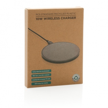 Logo trade corporate gifts picture of: RCS standard recycled plastic 10W wireless charger