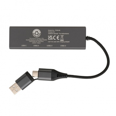 Logo trade promotional merchandise image of: Terra RCS recycled aluminium hub with 3 USB ports